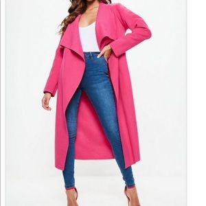 Pink oversized waterfall duster coat